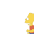 Animated sequence of two cartoon characters in pixelated style, showing motion from side to front views with open mouths and raised hands against white background.