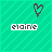 Pixelated heart icon above 'elaine' text on teal striped background with animation changes in heart outline and text.