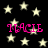 Black background with scattered light yellow stars and four instances of pink text reading 'MACIE' in a stylized font.