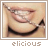 nine identical mouth close-ups with a diagonal line across the face, each labeled 'delicious' below