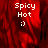 Red background with white text "Spicy Hot :)" and a smiley face, displayed in a with one empty