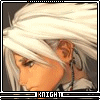 identical pixel art frames showing a character with white hair and a side profile, each labeled 'KNIGHT' at the bottom