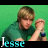 Animated contact sheet of a person in green shirt holding blue object against green background with "Jesse" text and pink heart icon.