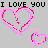 A static contact sheet of two animated frames showing pixelated pink hearts and "I LOVE YOU" text in black and pink on a gray background.