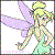Pixelated cartoon character with pastel colors, large wings, and a yellow headpiece on white background.