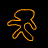 Six orange-outlined cartoon figures in various walking poses on a black background, with one figure partially cropped at bottom right.