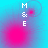 Four- of cyan and magenta gradient backgrounds with vertical "M & E" text, each showing distinct pink circular particle effects