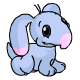 Blue cartoon dog with pink nose and ear accents sits in various poses, head turning left to right across frames.
