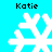 Four white snowflake icons on a cyan background, each labeled 'Katie' in black pixelated text above or below.