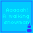 Four identical blue with light blue text reading 'Aaaah! A walking snowman!' and a small purple pixelated figure at the bottom right of each