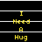 A 48x48 pixel animated buddy icon featuring yellow text "I Need A Hug" on a black background with white horizontal lines, displayed as a contact sheet of six identical frames.