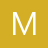 White pixelated letter M on solid mustard-yellow background with subtle gradient effect.