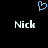 Blue pixelated heart symbol above two identical white text labels reading 'Nick' on a black background.