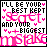 Pixelated static image with black text, pink hearts, and stylized pink text on white background.