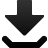 Black pixelated arrow pointing downward with a curved base, set against a light gray background.