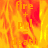 Animated fire background with text 'fire + ppl = death' in orange-yellow letters, transitioning from blurred to sharp text.