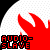 A 4x3 contact sheet of a pixelated animated icon featuring red flame shapes and the text "AUDIO-SLAVE" in black block letters on alternating white and black backgrounds.