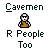Pixelated image with text above and below a central figure wearing an orange vest over gray clothing.