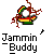 Pixelated icon shows a colorful hat with red, yellow, green stripes and brown braided hair against gray background.