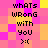 Pixelated text and emoticon on a pink and yellow checkered background with four identical