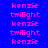 blue and yellow displays alternating pink text reading 'kenzie' and 'twilight' in a pixelated font