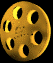 Golden circular icon with multiple crescent-shaped cutouts arranged in a pattern, displaying animation changes across four