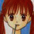 A pixelated anime-style character with red hair and brown eyes appears on the left side of a contact sheet, while the right side displays stylized text reading "Anime IM" above "com" against a black background.