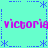 Cyan background with blue dotted lines forming a , pink pixelated text repeating 'victoria victoria', and blue asterisk-like symbols at intersections