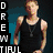 Four pixelated show a person in different poses and outfits with text "DREW TIRUL" on the left
