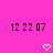 A static image with a bright pink background displays repeated black text '12 22 07' and white pixelated symbols including hearts and downward-pointing arrows.