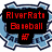 Pixelated blue gear-shaped icon with black text boxes displaying 'RiverRats Baseball #7' in red and 'Wake Boarding' in blue, plus a central image of stacked objects.