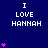 Dark blue background with repeated white text "I LOVE HANNAH" and scattered pink heart symbols in various quantities.