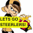 Pixelated cartoon character with brown hair and large ears holds yellow banner reading 'LETS GO STEELERS' against white background.
