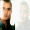 32 small images showing a person in a dark blue shirt with short hair, alternating between clear and faded states