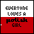 identical pixelated icons with 'EVERYONE LIVES A polish GIRL' text, each icon has a white top half and red bottom half