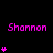 Pixelated pink text "Shannon" appears with varying numbers of small pink hearts on a black background, some hearts arranged vertically or horizontally near the text.