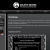 Pixelated grayscale interface with a circular icon and horizontal bar at top, dark gray sidebar, and text-like horizontal lines on main panel.