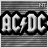 Animated contact sheet of AC/DC logo frames with alternating text brightness on a gray grid background.