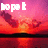Pixelated sunset scene with silhouetted figure and text changes across frames.