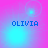 Pixelated blue text 'OLIVIA' appears in four quadrants on a pink-to-cyan gradient background with shifting light effects.
