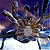 Pixelated image of a brown horse with white markings on its face and legs, standing against a dark blue and purple background with light blue accents.