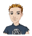 Six pixelated cartoon-style headshots of a person with light brown hair and dark blue shirt showing varied facial expressions against gray background.