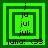 Green and dark green pixelated square icon with layered borders, repeating text 'ju' and 'juli', and bottom text 'julia! <33' in black.