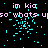 Pixelated text and cyan particle effects on black background with gray rectangle in bottom-right corner.