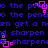 Blue text on black background with pink square-shaped animations scattered across the image.