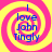 Four identical circular icons with pink and yellow spiral backgrounds display blue text reading "I love John Tingly" in a vertical arrangement.