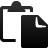 Black and white pixelated icon of a clipboard with a document, showing a folded corner on the document.