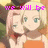 Two anime-style characters in an embrace with pixelated text overlays changing across frames.