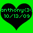 Two identical black heart shapes on a bright green background, each containing pixelated text reading 'anthony(3: 10/13/09' in green.