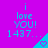 A static image with a bright purple background displays repeated text "i love YOU! 1437..." and blue triangular shapes containing pink hearts.